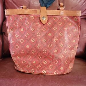 Dooney & Bourke Red and Tan Logo Tote